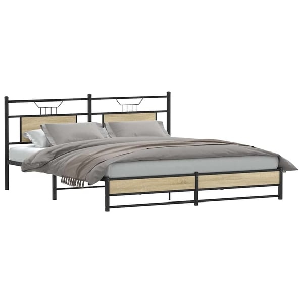 vidaXL Sengeramme i metall uten madrass sonoma eik 180x200 cm