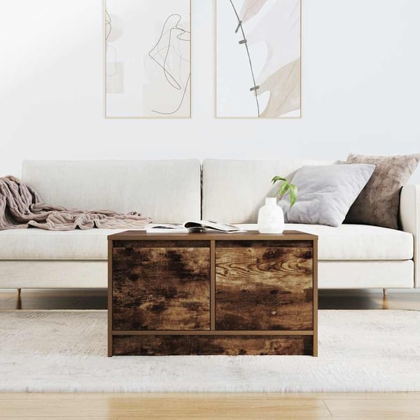 vidaXL sofabord med skuffer 70,5x70x40 cm røget egetræsfarve