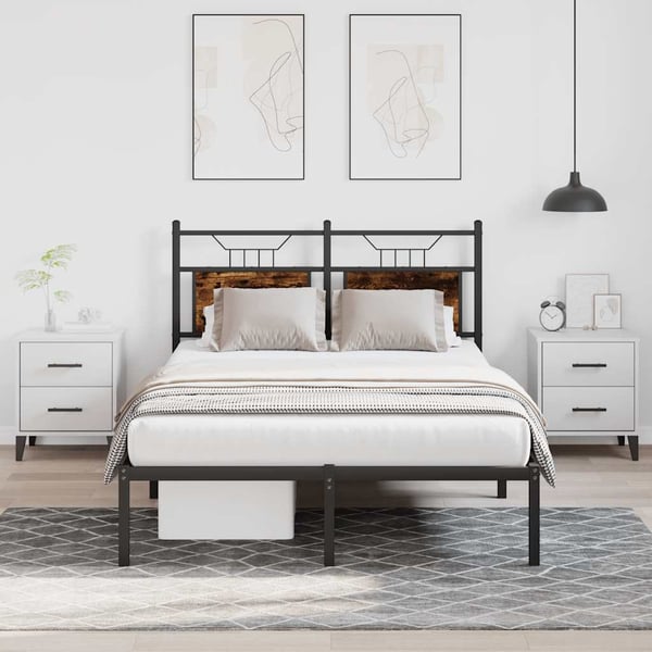 vidaXL Sengeramme uten madrass røkt eik 120x190 cm konstruert tre