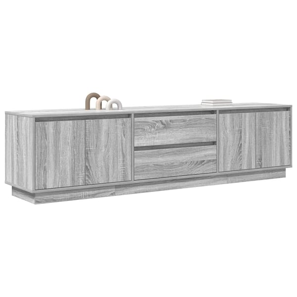 vidaXL TV-benk med LED-lys grå sonoma 193,5x41x50 cm