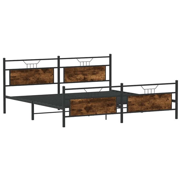 vidaXL Sengeramme i metall uten madrass røkt eik 200x200 cm