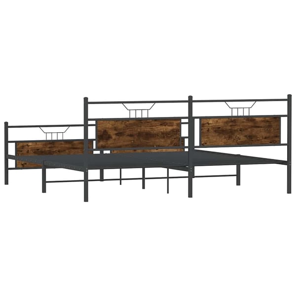 vidaXL Sengeramme i metall uten madrass røkt eik 200x200 cm