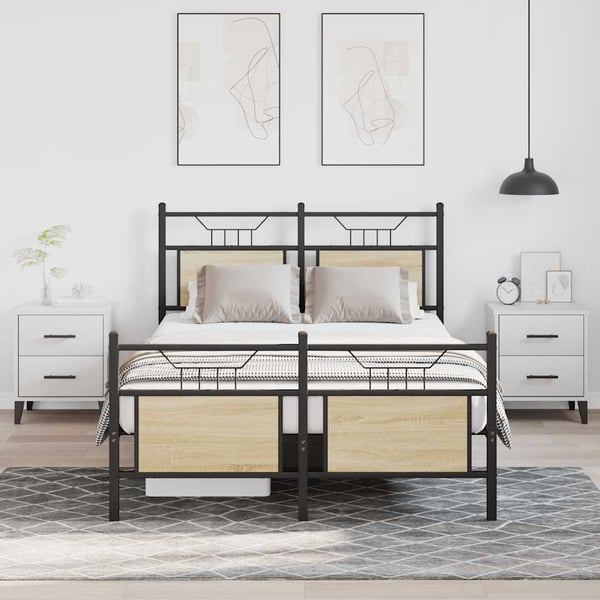 vidaXL Sengeramme uten madrass sonoma eik 120x190 cm konstruert tre