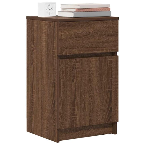 vidaXL sengeborde 2 stk. 39x35x65 cm konstrueret træ brun egetræsfarve