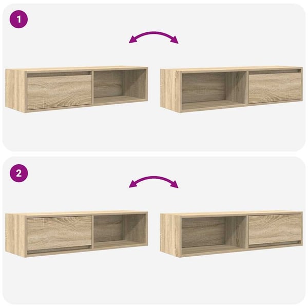 vidaXL TV-benk sonoma eik 100x31x25,5 cm konstruert tre