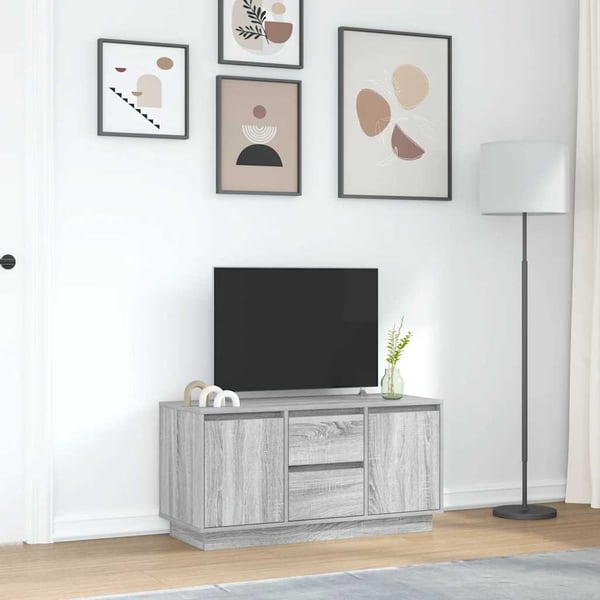 vidaXL TV-benk med LED-lys grå sonoma 100x41x50 cm