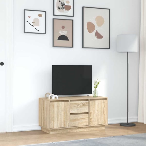 vidaXL TV-benk med LED-lys sonoma eik 100x41x50 cm