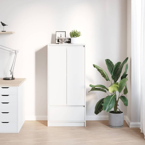 vidaXL Skap med skuff hvit 55,5x34x119,5 cm konstruert tre