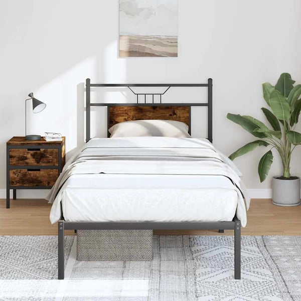 vidaXL Sengeramme uten madrass røkt eik 80x200 cm konstruert tre