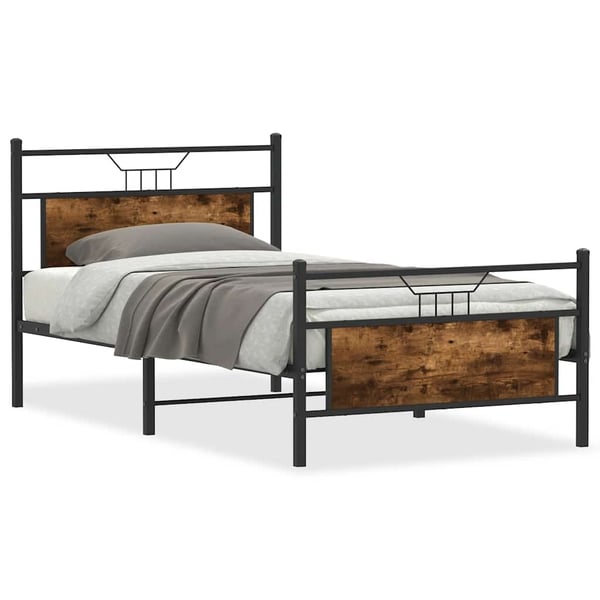 vidaXL Sengeramme uten madrass røkt eik 107x203 cm konstruert tre