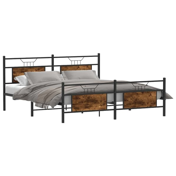 vidaXL sengeramme uden madras 160x200 cm metal røget egetræsfarve