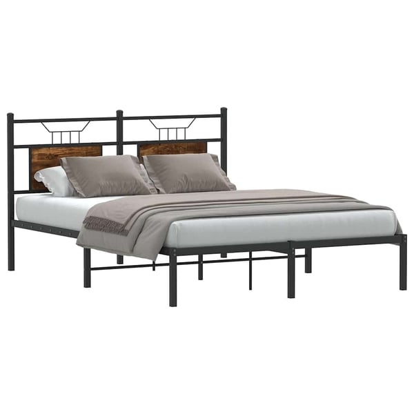vidaXL Sengeramme uten madrass røkt eik 150x200 cm konstruert tre