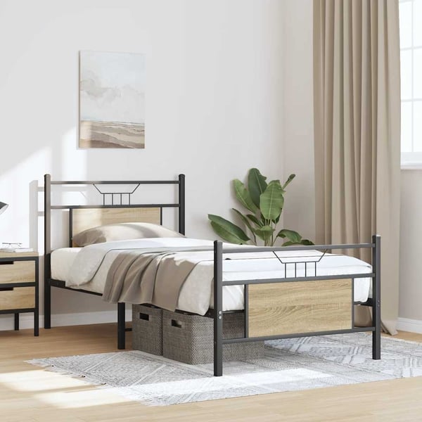 vidaXL Sengeramme uten madrass sonoma eik 90x200 cm konstruert tre