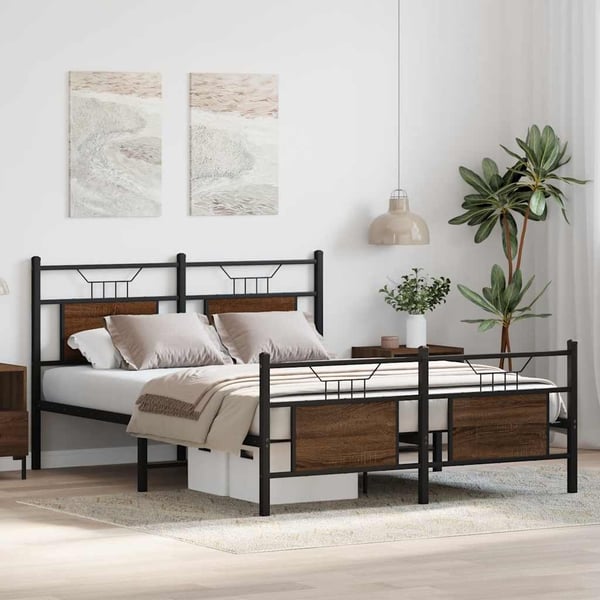 vidaXL Sengeramme uten madrass brun eik 140x200 cm konstruert tre