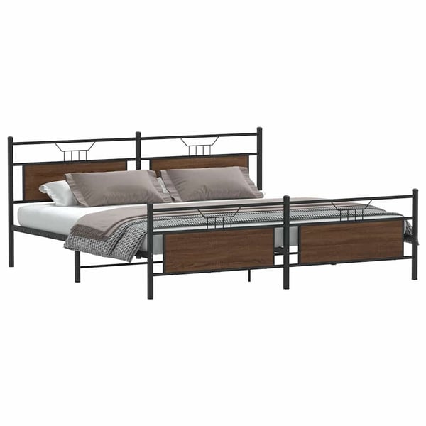 vidaXL sengeramme uden madras 200x200 cm metal brun egetræsfarve