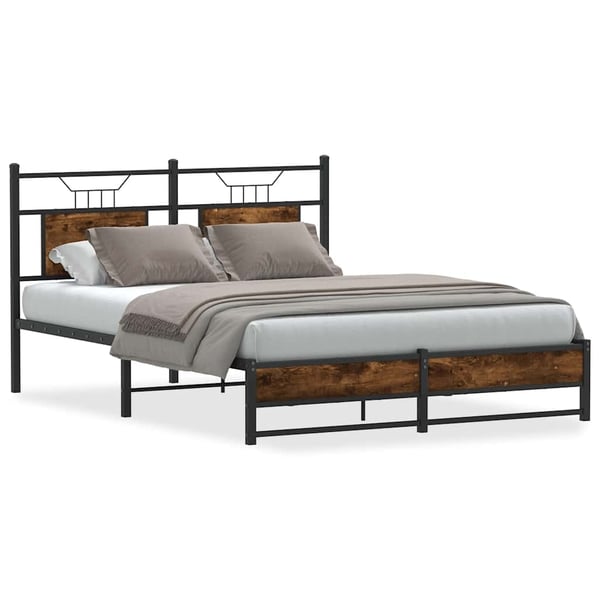 vidaXL Sengeramme uten madrass røkt eik 140x190 cm konstruert tre