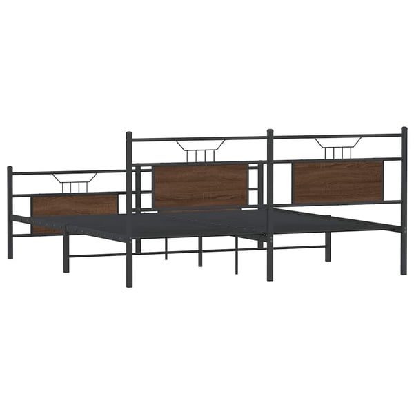 vidaXL Sengeramme i metall uten madrass brun eik 180x200 cm