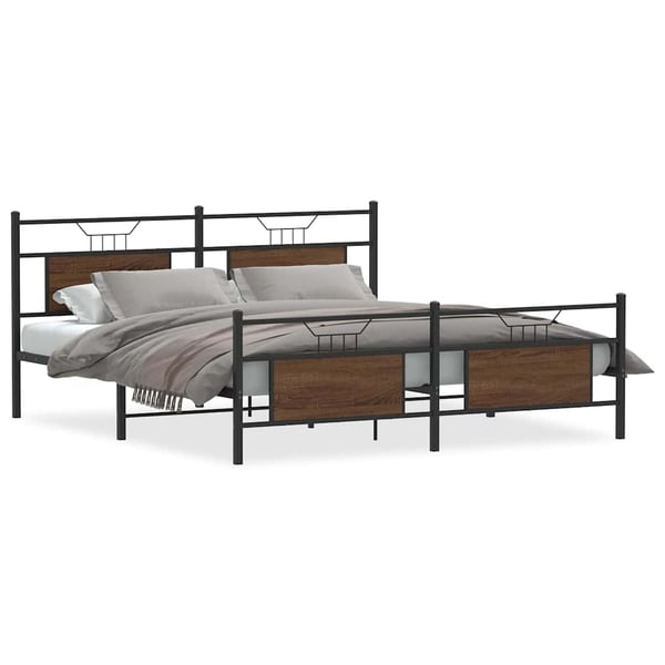 vidaXL Sengeramme i metall uten madrass brun eik 180x200 cm