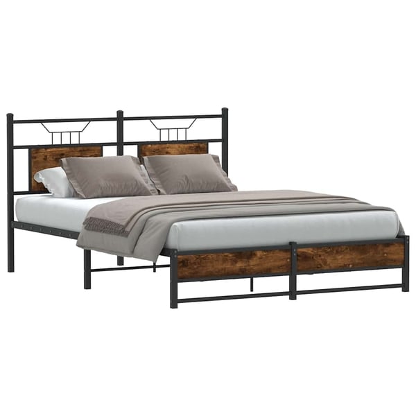 vidaXL Sengeramme uten madrass røkt eik 140x200 cm konstruert tre