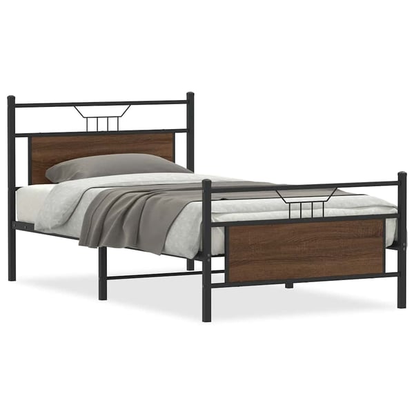 vidaXL sengeramme uden madras 107x203 cm konstrueret træ brunt eg