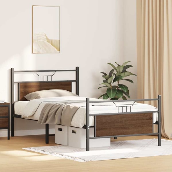 vidaXL Sengeramme uten madrass brun eik 100x190 cm konstruert tre
