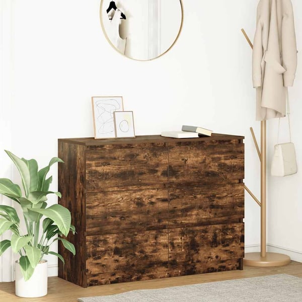 vidaXL skænk 100x35x76 cm konstrueret træ røget egetræsfarve