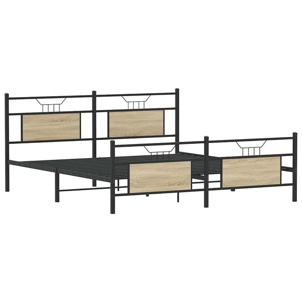 vidaXL Sengeramme i metall uten madrass sonoma eik 183x213 cm