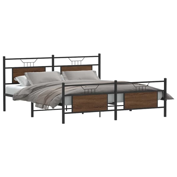 vidaXL Sengeramme i metall uten madrass brun eik 183x213 cm