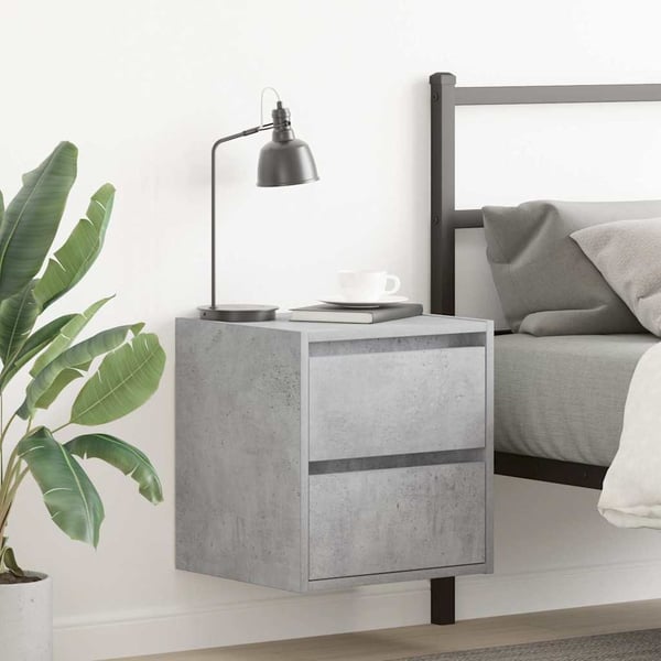 vidaXL Veggmonterte nattbord 2 stk betonggrå 38x34x40 cm