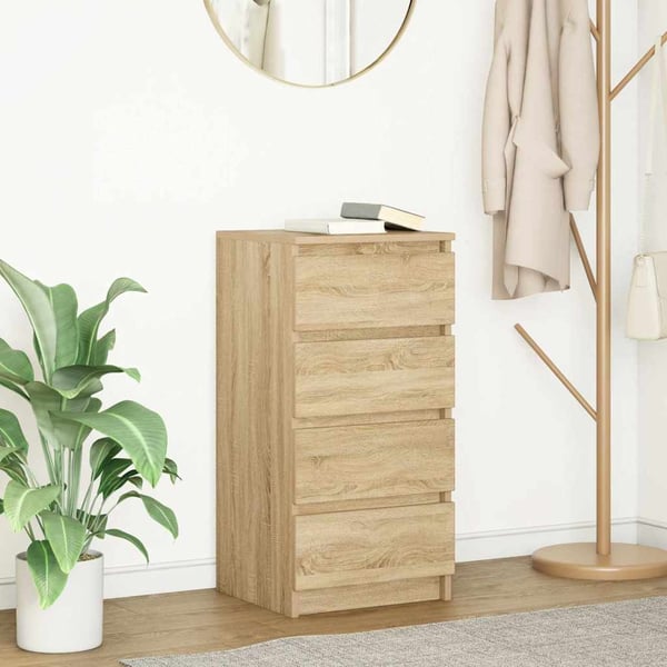 vidaXL skænk 37,5x35x76 cm konstrueret træ røget egetræsfarve