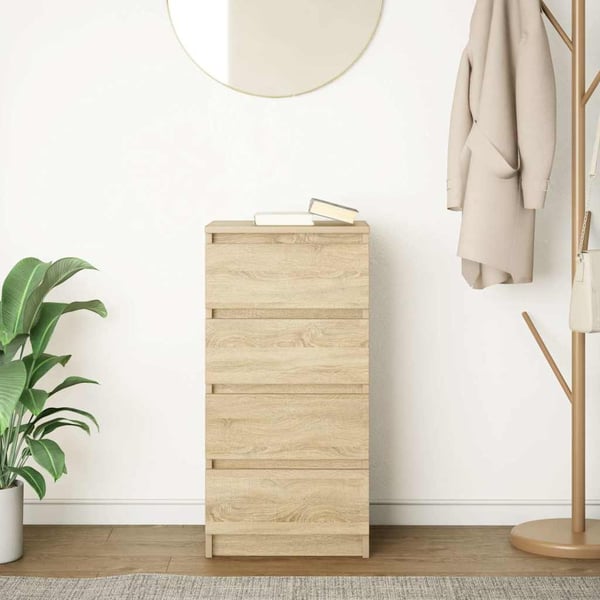 vidaXL skænk 37,5x35x76 cm konstrueret træ røget egetræsfarve