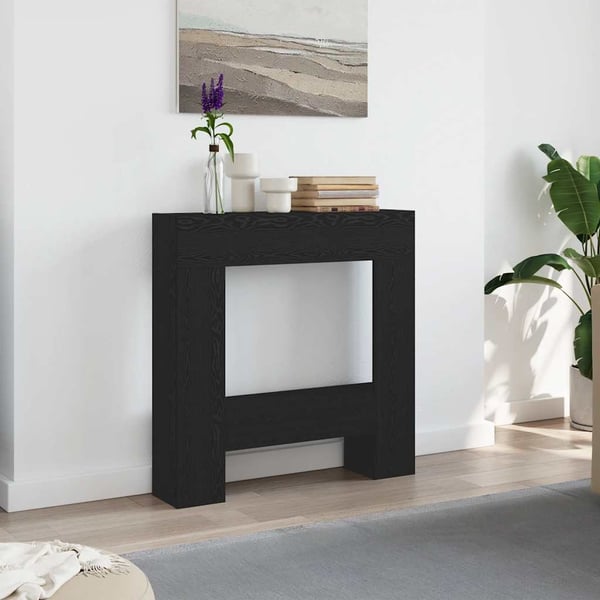 vidaXL Peisramme svart eik 81x18x82 cm konstruert tre