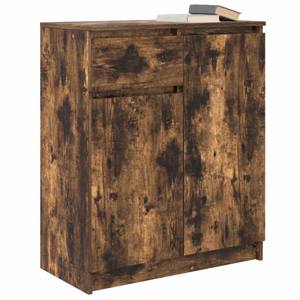 vidaXL Skjenk med skuff røkt eik 71x35x84 cm konstruert tre