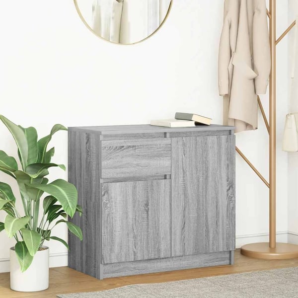 vidaXL Skjenk med skuff grå sonoma 71x35x65 cm konstruert tre