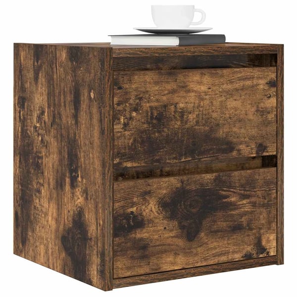 vidaXL væghængte sengeborde 2 stk. 38x34x40 cm røget egetræsfarve