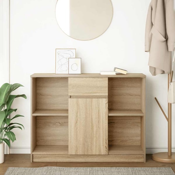 vidaXL Skjenk med skuff sonoma eik 101x35x76 cm konstruert tre