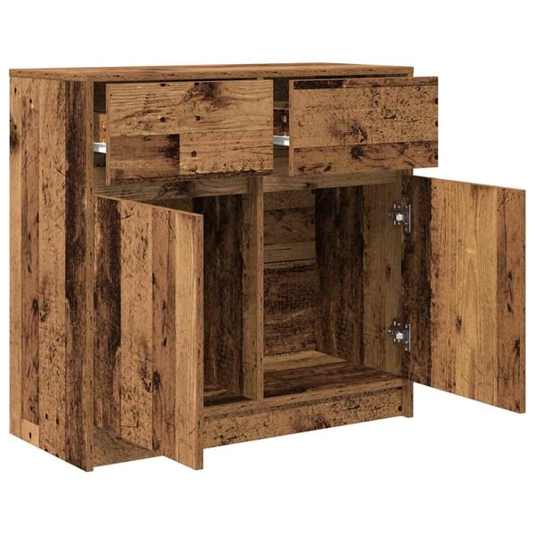 vidaXL Skjenk med skuff gammelt tre 80x34x76 cm konstruert tre