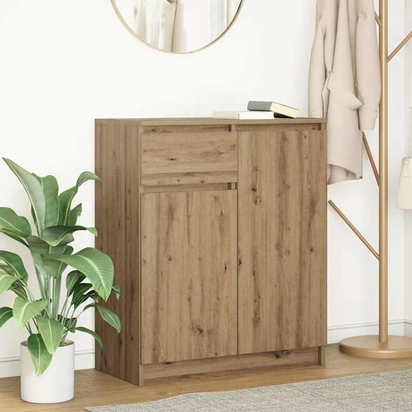 vidaXL Skjenk med skuff artisan eik 71x35x84 cm konstruert tre