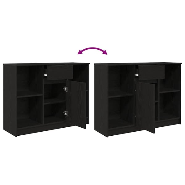 vidaXL Skjenk med skuff svart eik 101x35x76 cm konstruert tre