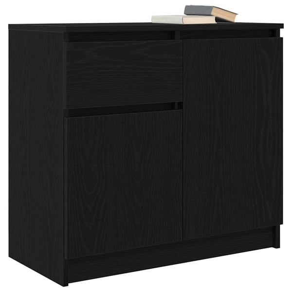 vidaXL Skjenk med skuff svart eik 71x35x65 cm konstruert tre