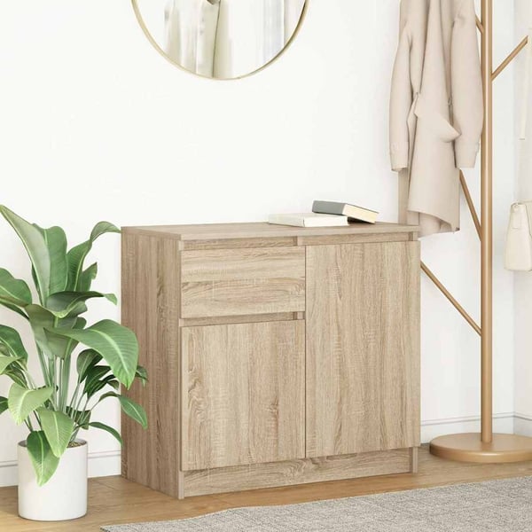 vidaXL Skjenk med skuff sonoma eik 71x35x65 cm konstruert tre