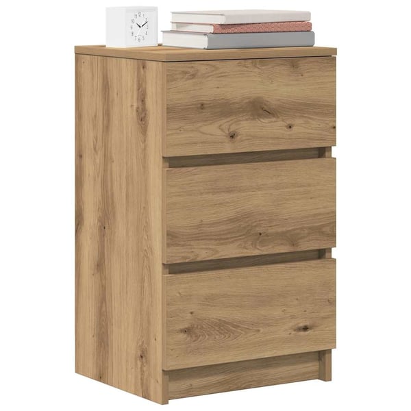 vidaXL Nattskap med 3 skuffer 2 stk artisan eik 39x35x65 cm