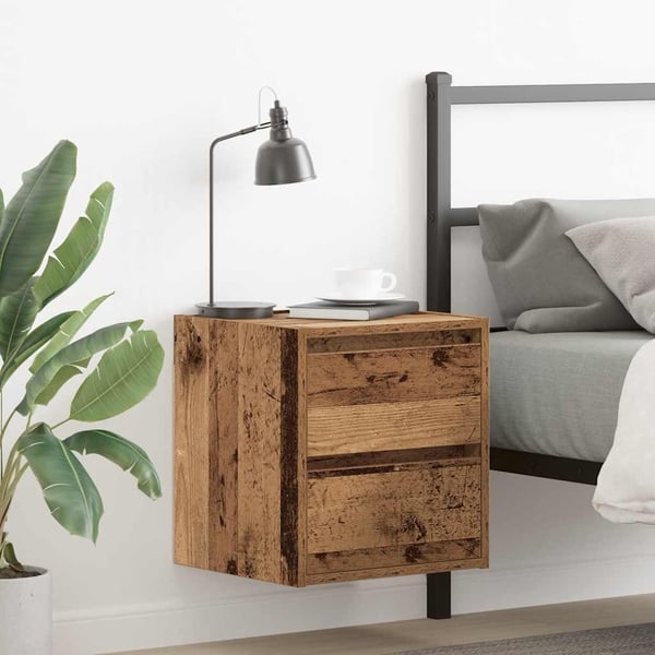 vidaXL væghængte sengeborde 2 stk. 38x34x40 cm antikt træ