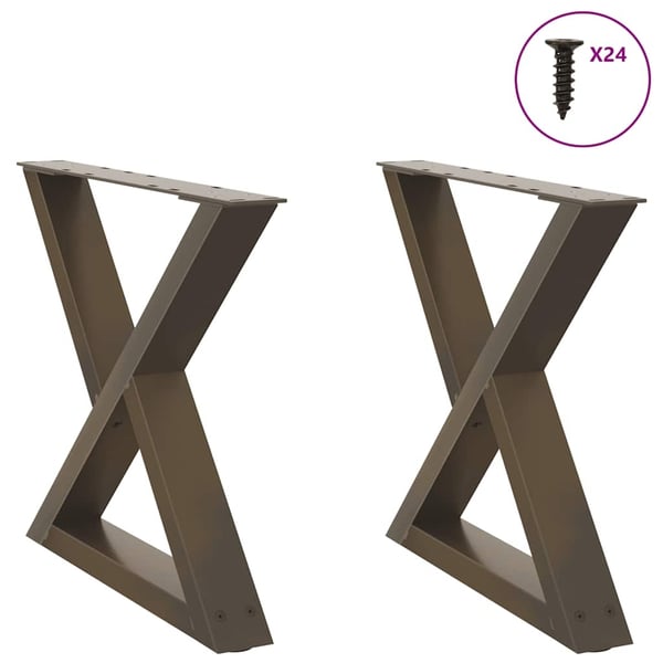 vidaXL Salongbordben 2 stk naturstål 50x(42-43,3) cm stål