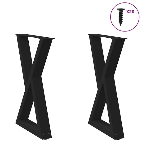 vidaXL spisebordsben 2 stk. sort 60 x (72-73,3) cm stål