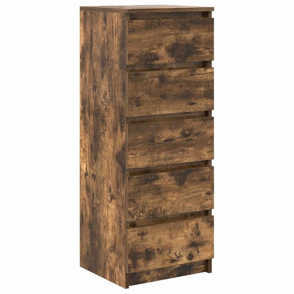 vidaXL Skjenk med skuffer røkt eik 37,5x35x99 cm konstruert tre
