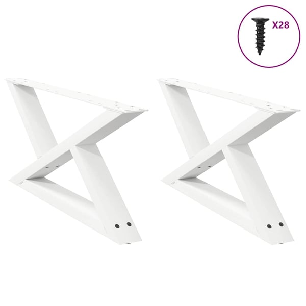 vidaXL Salongbordben 2 stk hvite 70 x (30-31,3) cm stål