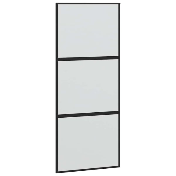 vidaXL Skyvedør med monteringssett svart 90x205 cm herdet glass