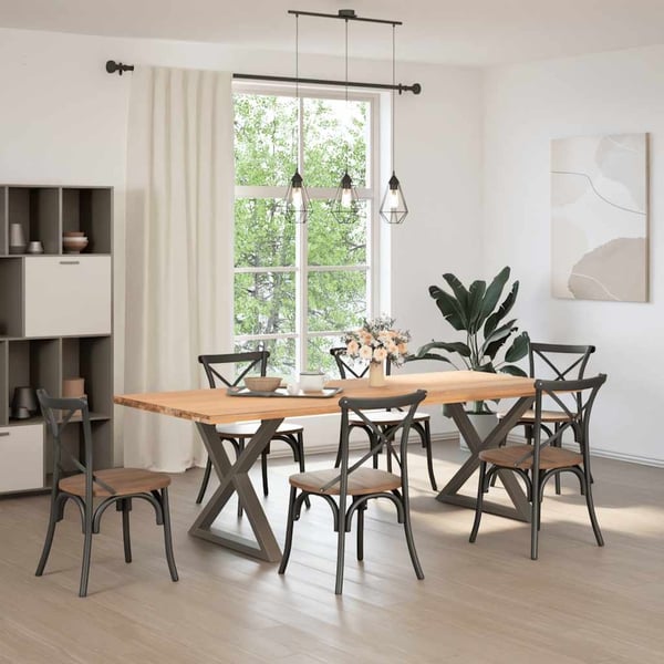 vidaXL spisebordsben 2 stk. naturstål 90 x (72-73,3) cm stål