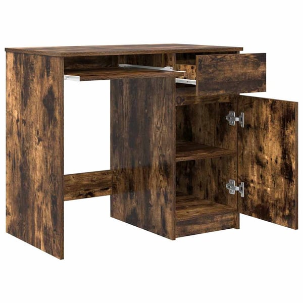 vidaXL Skrivebord røkt eik 86x49x76 cm konstruert tre